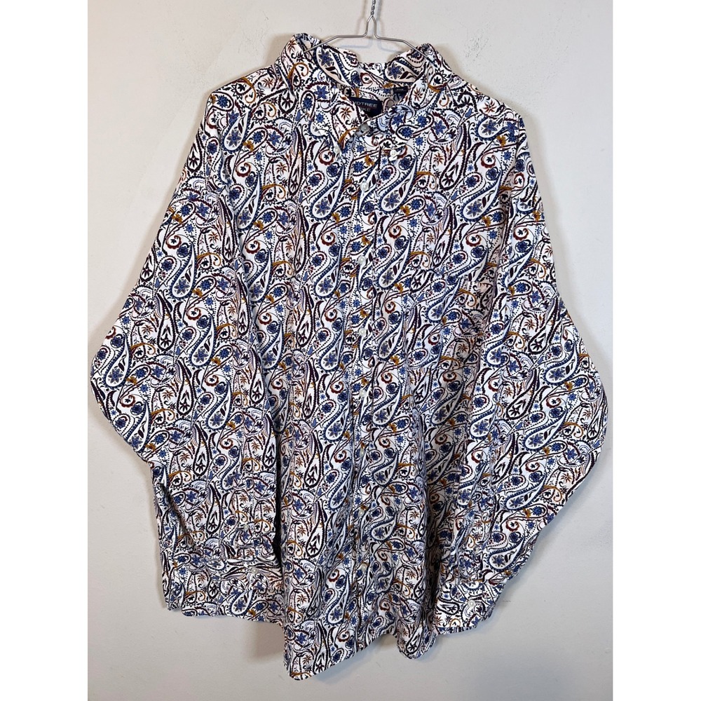 Roundtree & Yorke Mens Button Down Paisley Print White 3XB